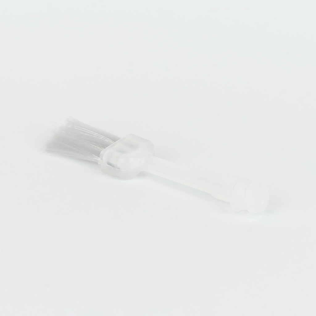 Bosko replacement PVC glue brush with flat bristle head and clear handle, front view on white background
